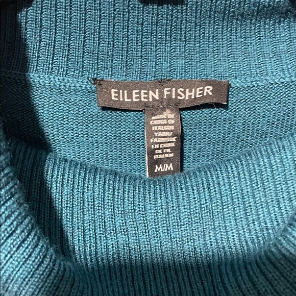 Eileen Fisher Deep Teal Cowl Neck Sweater - Picture 3 of 3